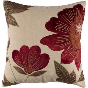 Rizzy Home - 18"x18" Square Throw Pillow Cover Beige/Red - Rizz Beige/Red